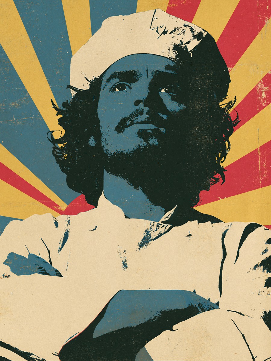 MagnaCarta campaign artwork: a chef in high-contrast two-tone poster style.
